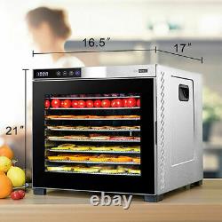 1000W Commercial Food Dehydrator 10 Tray Stainless Steel Fruit Meat Jerky Dryer