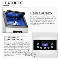 100LBS Built-in Commercial Ice Maker Machine 2 Water Intake Methods Business Bar