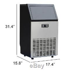 100LBS Commercial Ice Maker Built-in Ice Cube Machine Stainless Steel Restaurant