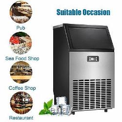 100 Lbs/24H Built-in Commercial Ice Maker Stainless Steel Bar Restaurant Machine