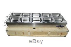 10-Pan Hot Well Steam Table Food Warmer Commercial Stainless Steel sneeze Guard