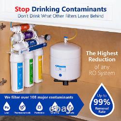 10-Stage Undersink Reverse Osmosis Alkaline Mineral Water Filter System 100 GPD