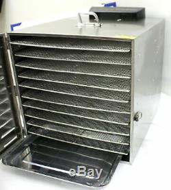 10 Tray Food Dehydrator Stainless Fruit Jerky Dryer Blower Commercial 1000W