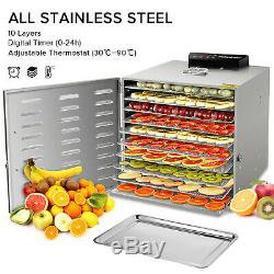 10 Tray Stainless Steel Commercial Industrial Dehydrator Food Jerky Fruit US