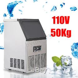 110LB 50Kg Commercial Ice Cube Maker Machine Stainless Steel Bar 110V 230W Home
