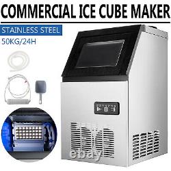 110LB Commercial Ice Maker Stainless Steel Bar Restaurant Ice Cube Machine