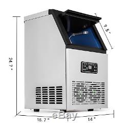 110Lbs 50Kg Auto Commercial Ice Cube Maker Machine Stainless Steel Bar 110V 230W
