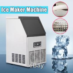 110Lbs 50Kg Auto Commercial Ice Cube Maker Machine Stainless Steel Bar 110V/230W