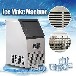 110Lbs Auto Commercial Ice Cube Maker Machine Stainless Steel Bar 110V 230W US 