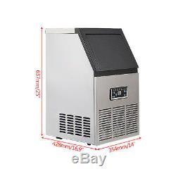 110Lbs Auto Commercial Ice Cube Maker Machine Stainless Steel Bar 110V 230W US