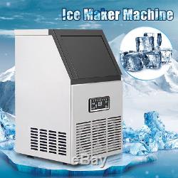 110Lbs Auto Commercial Ice Cube Maker Machine Stainless Steel Bar 110V US Plug