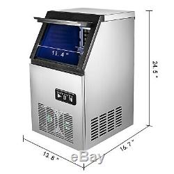 110Lbs Commercial Ice Maker Cube Stainless Steel Bar Restaurant Auto Freezer