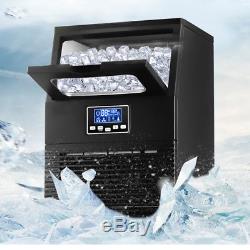 110V Black Stainless Steel Auto Commercial Bar Ice Cube Maker Ice Making Machine