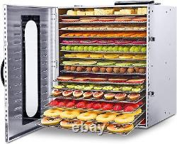 1200W Commercial 16 Tray Stainless Steel Food Dehydrator Fruit Meat Jerky Dryer