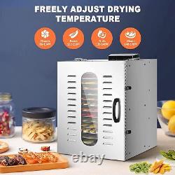 1200W Commercial 16 Tray Stainless Steel Food Dehydrator Fruit Meat Jerky Dryer