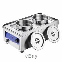 1200W Commercial Food Warmer with Dual 7L Pots Countertop Steam Soup Kitchen