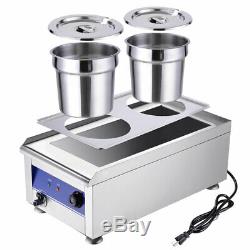 1200W Commercial Food Warmer with Dual 7L Pots Countertop Steam Soup Kitchen