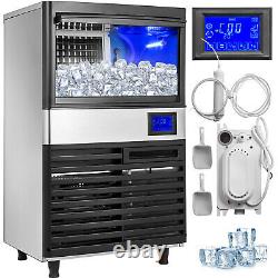 121Lbs Commercial Ice Maker Ice Machine Clear Ice Cube 55Kg Water Filter 28lbs