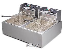 12L 5000W Electric Deep Fryer Commercial Tabletop Restaurant Frying Basket Scoop