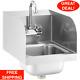 12 X 16 Wall Mounted Commercial Hand Sink With Gooseneck Faucet & Side Splashes