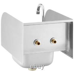 12 x 16 Wall Mounted Commercial Hand Sink with Gooseneck Faucet & Side Splashes