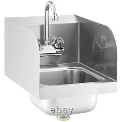 12 x 16 Wall Mounted Commercial Hand Sink with Gooseneck Faucet & Side Splashes