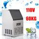 130lbs 60kg Auto Commercial Ice Cube Maker Machine Stainless Steel Bar 110v 230w