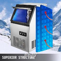 132Lbs 60kg Auto Commercial Ice Cube Maker Machine Stainless Steel Bar 110V 300W