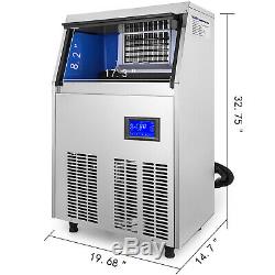 155Lbs Commercial Ice Maker Ice Cube Making Machine 70Kg Automatic 28lbs Storage