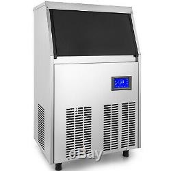 155Lbs Ice Maker Commercial Ice Cube Making Machine 70Kg Microcomputer 28lbs SUS