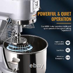 15Qt Commercial Dough Food Mixer Gear Driven 600W Stainless Steel Pizza Bakery