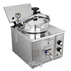16L Stainless Steel Commercial Electric Pressure Fryer Cooker Chicken Countertop