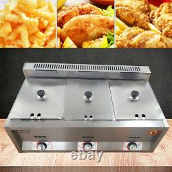 18L (6LX3) Commercial Gas Fryer Countertop Gas Deep Fryer Stainless Steel