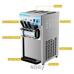 18L/H Commercial Serve Ice Cream Maker 3 Flavors Stainless Steel Ice Cream Soft
