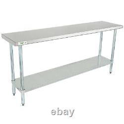 18 X 72 Stainless Steel Work Prep Table Commercial Kitchen Undershelf with Casters