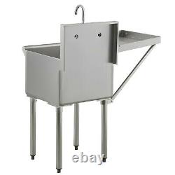 18 x 18 Drainboard Stainless Steel Commercial Utility Sink Mop Prep with Faucet