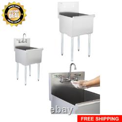 18 x 18 x 13 Stainless Steel Commercial Utility Sink Prep Hand Wash Mop Clean