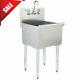 18 X 18' X 13 With Faucet Stainless Steel Commercial Utility Sink Bowl Mop Prep