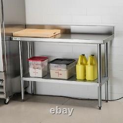 18 x 48 Stainless Steel NSF Commercial Kitchen Work Table with 4 Backsplash