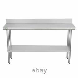 18 x 60 Stainless Steel NSF Commercial Kitchen Work Table with 4 Backsplash