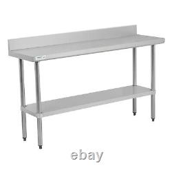 18 x 60 Stainless Steel NSF Commercial Kitchen Work Table with 4 Backsplash