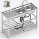 1/2/3 Compartment Commercial Stainless Steel Kitchen Sink Prep Table With Faucet