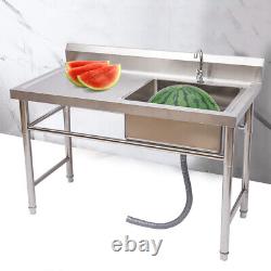 1/2 Compartment Commercial Sink Stainless Steel 304 Kitchen Utility Basin Sink