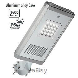 1,600LM Commercial Solar LED Street Light Outdoor IP65 Dusk to Dawn Sensor Lamp