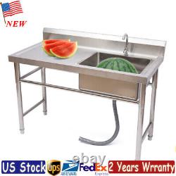 1 Compartment Commercial Kitchen Cater Prep Table & Utility Sink Stainless Steel