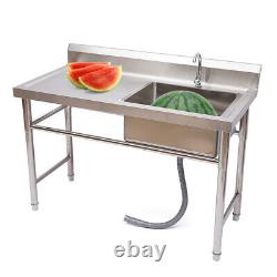 1 Compartment Commercial Sink Kitchen Utility Stainless Steel Sink Prep Table