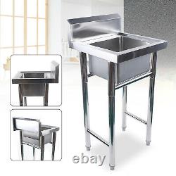 1 Compartment Commercial Stainless Steel Kitchen Utility Sink Bowl Mop Sink+Legs
