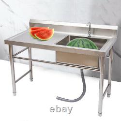 1-Compartment Commercial Stainless Steel Sink Bowl Kitchen Catering Prep Table