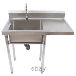 1 Compartment Commercial Utility & Prep Sink Stainless Steel Kitchen Sink+Faucet