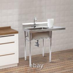 1 Compartment Commercial Utility Sink Stainless Steel 360° Rotating Faucet